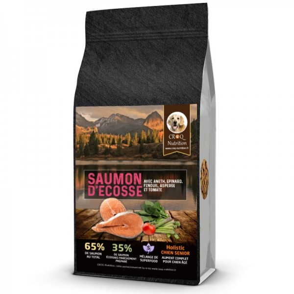 Croquettes chien senior superfood holistic saumon sac de 12kg